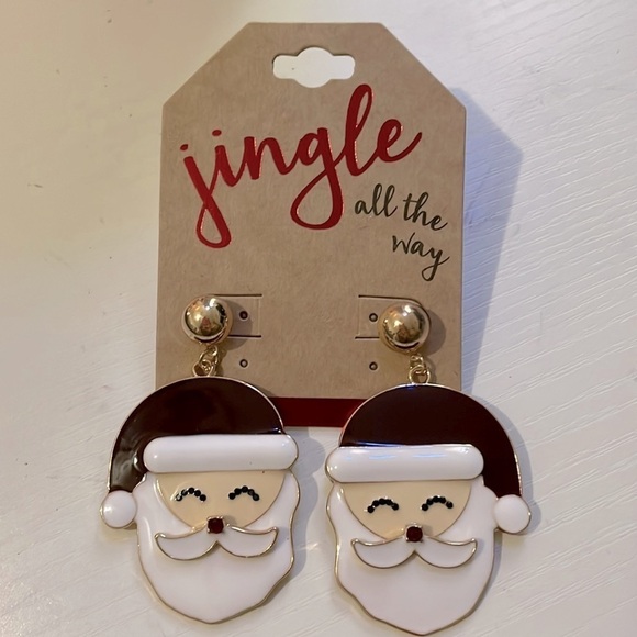 Santa Earrings with rhinestones Christmas Holiday n - Picture 1 of 3